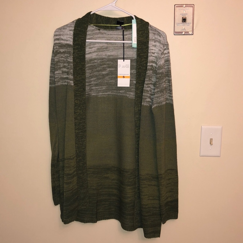 Olive Ombré Open Cardigan Sweater